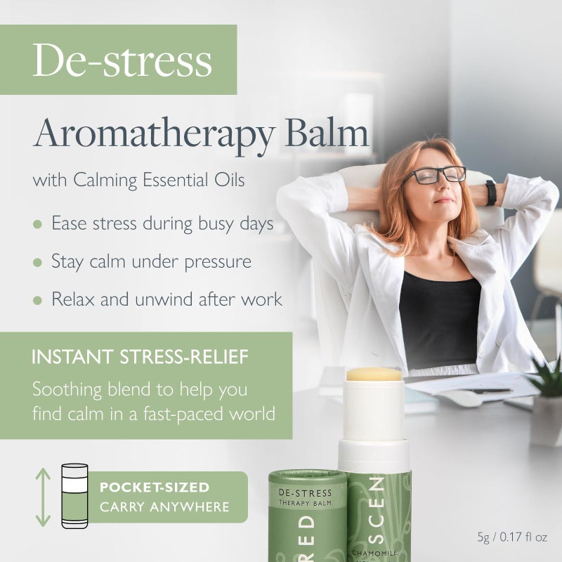 Scentered Aromatherapy Stress Relief Balm Stick - De Stress Essential Oil Roll On Calm Carry for Relaxation - Natural Stress Reliever - Chamomile, Cedarwood, Rosemary - Destress Gifts for Women - Image 2